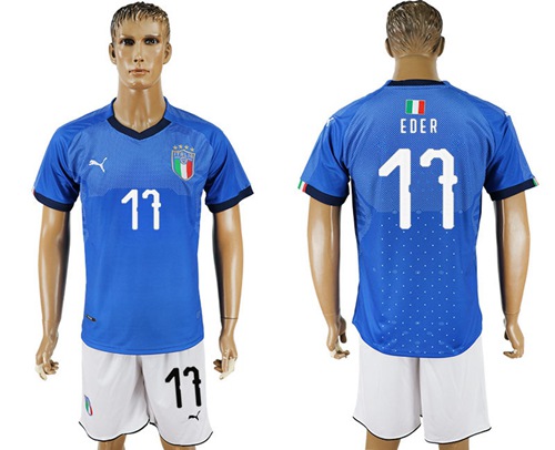 Italy #17 Eder Home Soccer Country Jersey